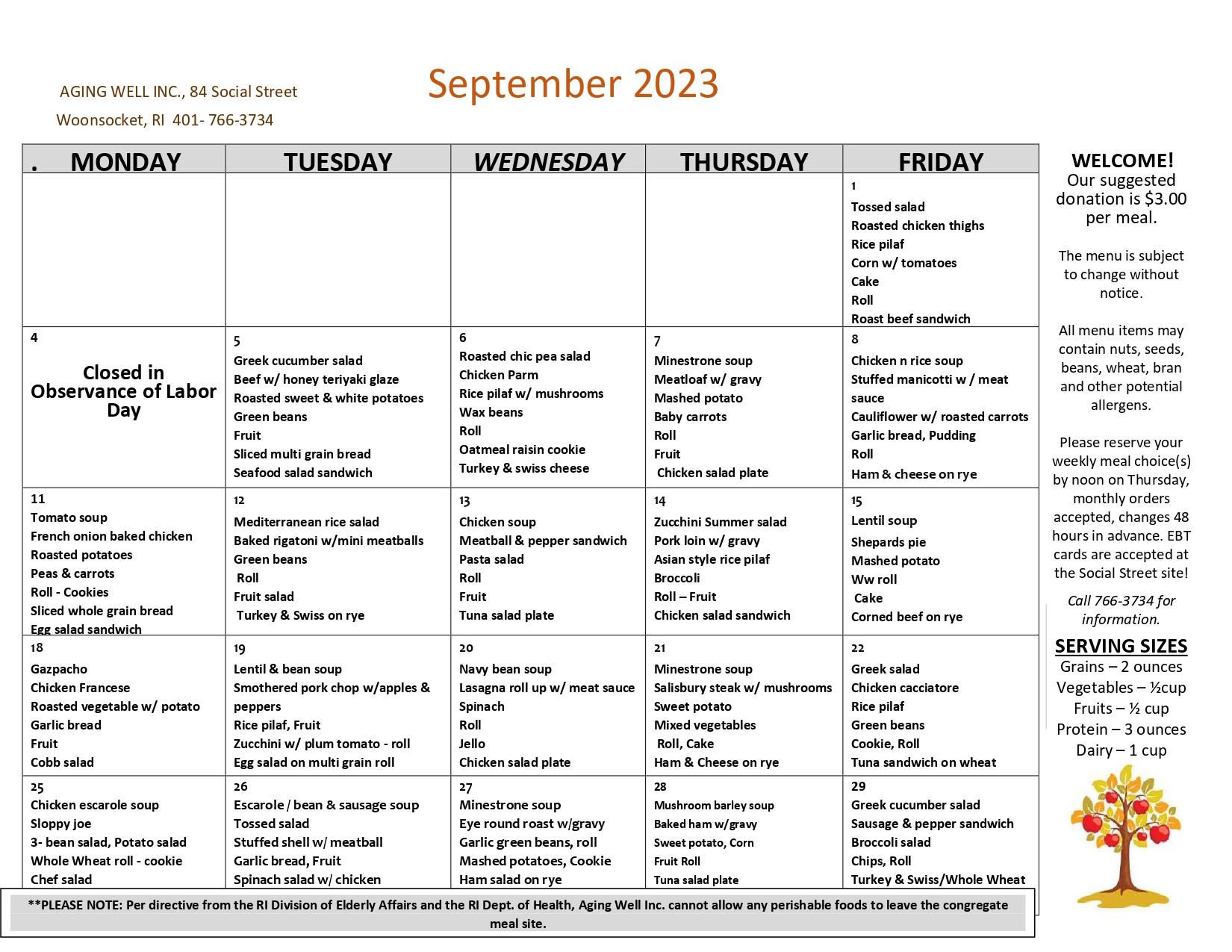 September menu